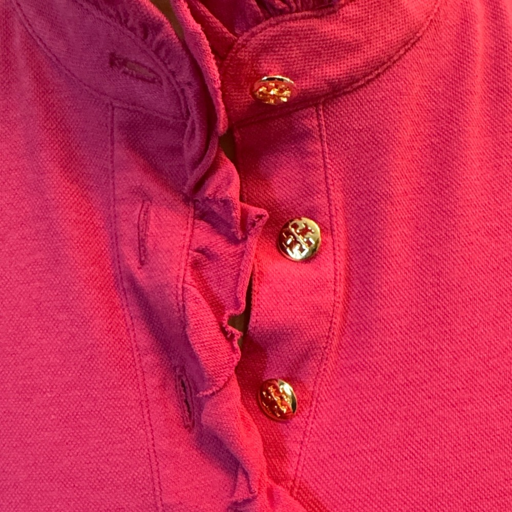 Tory Burch Fuchsia Ruffle Button Blouse - Picture 2 of 3